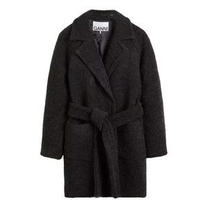 GANNI Boucle Wool Wrap Coat